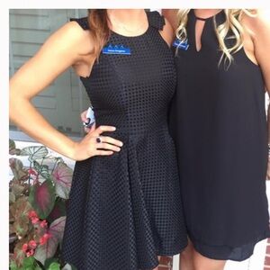 BCBG women’s black fit n flair stitched check cocktail dress